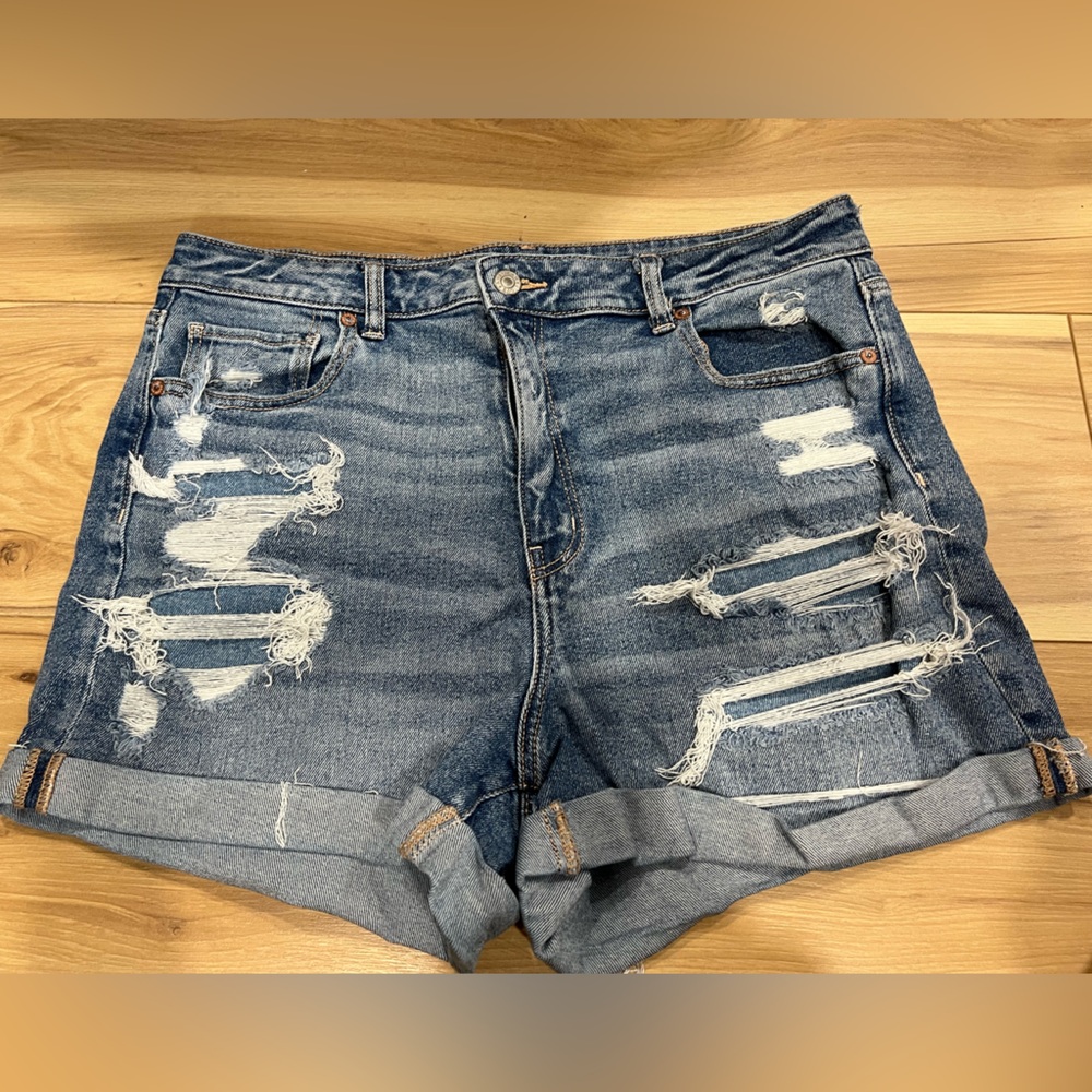 Distressed Denim Mom Shorts
